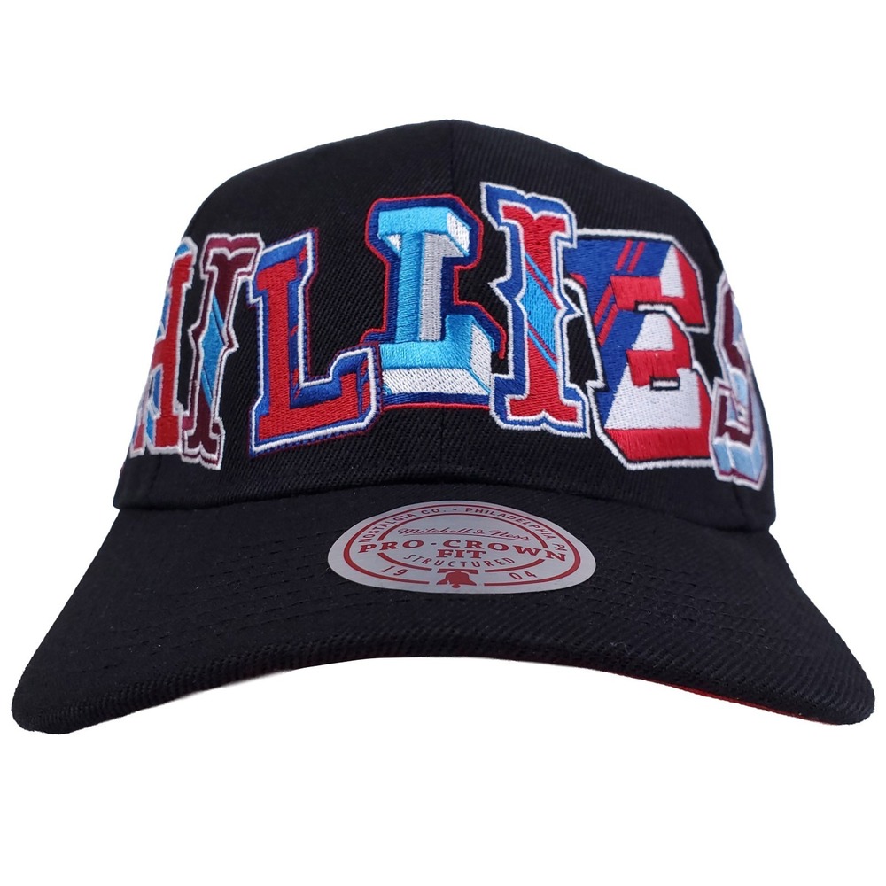 Philadelphia Phillies Mitchell & Ness‎ MLB Pro Fit Snapback Hat Cap Black NWT